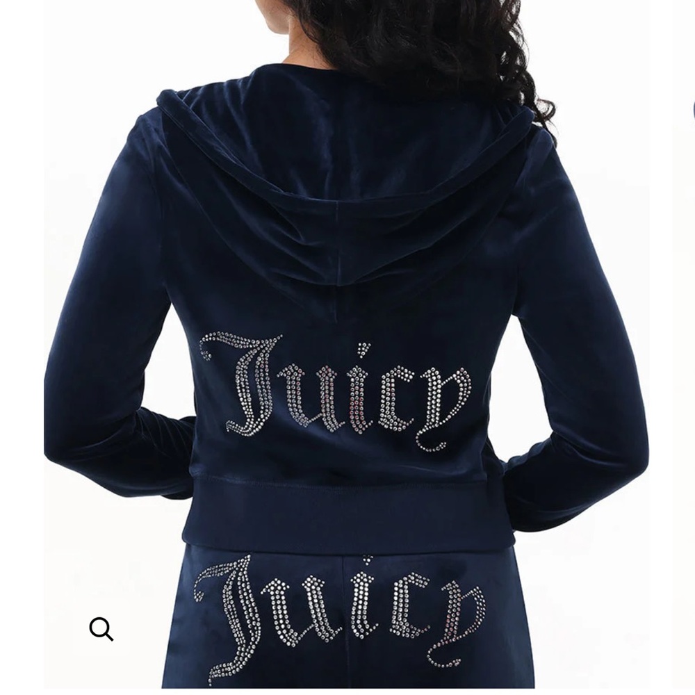 Juicy Couture Regal Blue Velour Tracksuit with Rhinestones